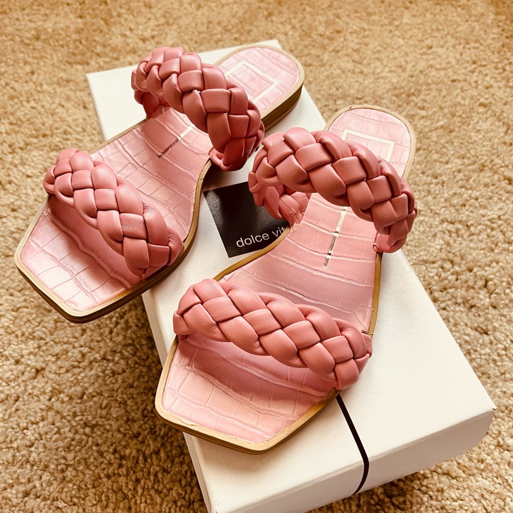 Dolce Vita Pink Woven Slide Sandals